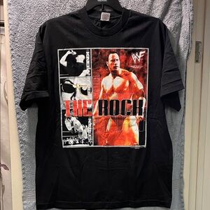 NWOT Vintage WWF The Rock WWE Black Graphic T-Shirt XL Pre Shrunk Unworn